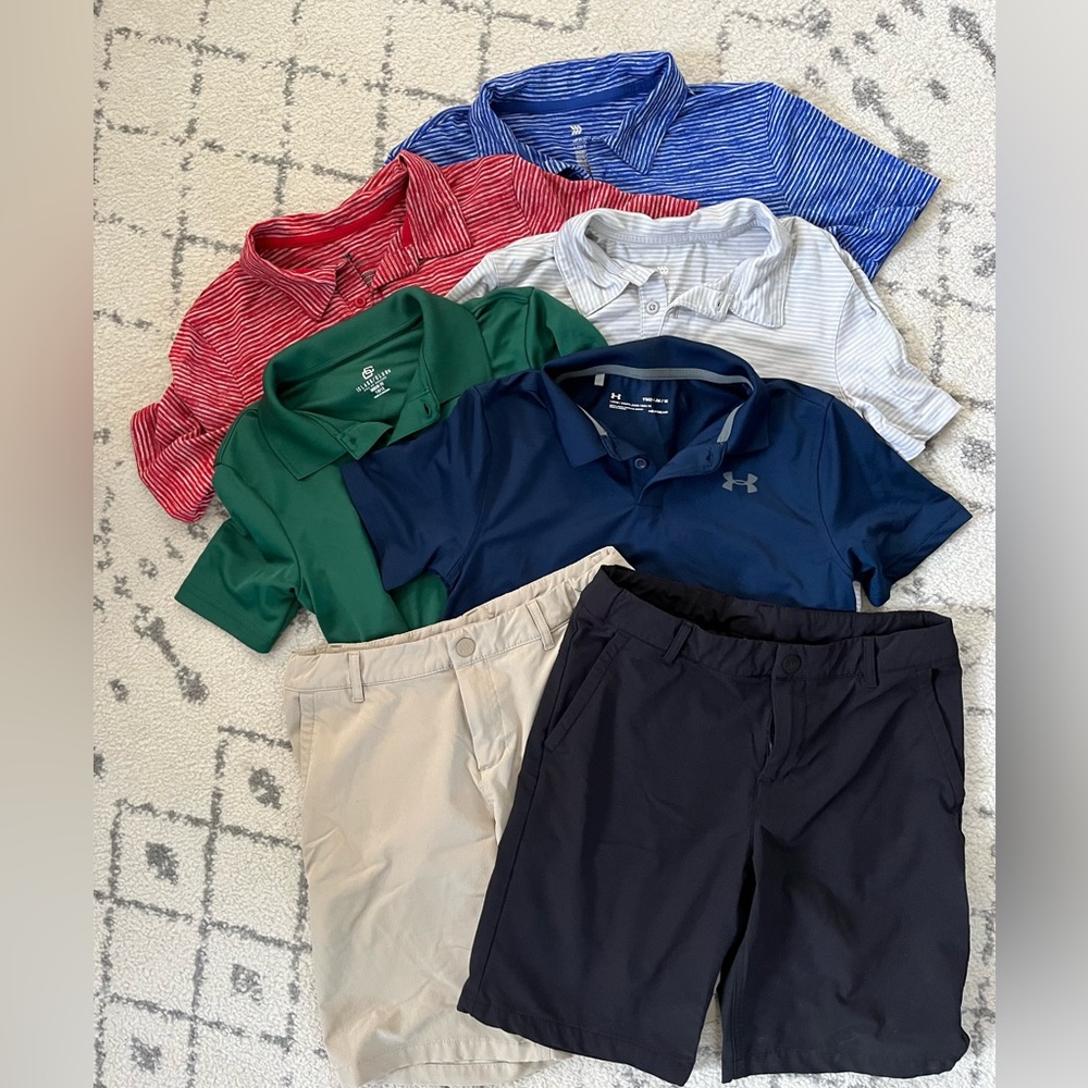 Lot of Boys Golf Shirts and Shorts Size 12-14